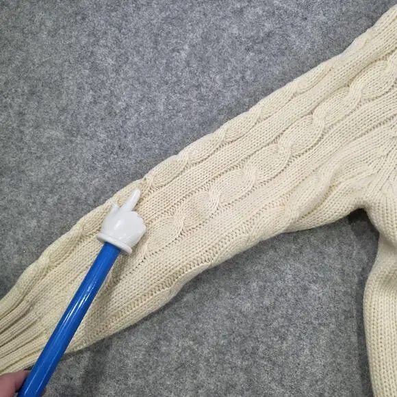 VTG IZOD Lacoste Sweater Mens Large White Cable Knit V Neck Tennis Pullover 80s